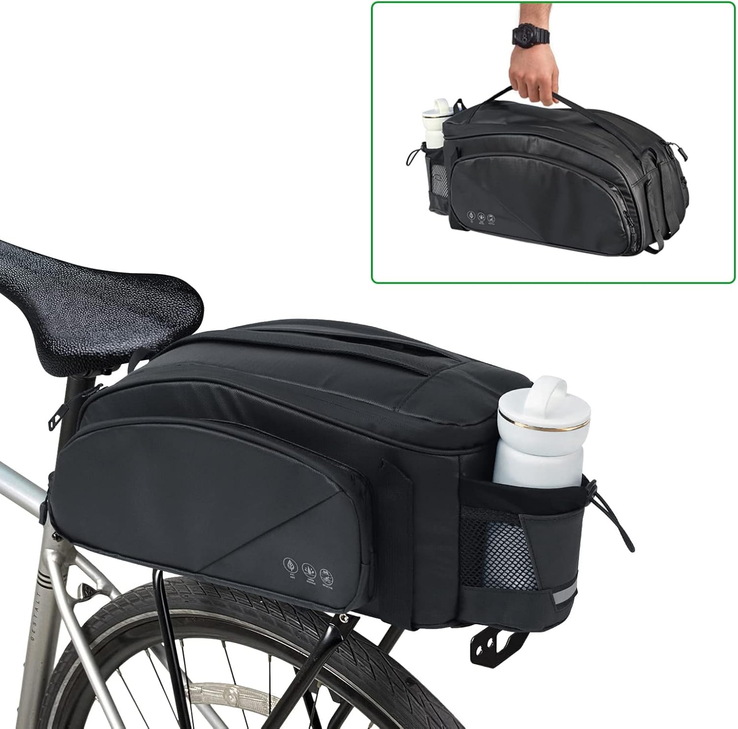 HOMPER Cycle Saddle Rear Rack Pannier Bike Bag, 11L Bike Pannier Bag with Shoul