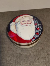 Vtg Mikasa Old Saint Nick Santa Round Covered Trinket Box Candy Jar Christmas