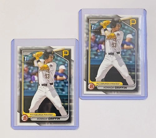 Bowman 1st paper Konnor Griffin Pittsburgh Pirates MLB Rookie 2024 2 Card Lot