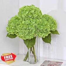 MARTINE MALL 3Pcs 21in Latex Hydrangea Flowers Dark Green