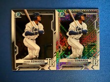 Xavier Edwards 2-card PROSPECT lot 2021 Bowman Chrome Mojo Refractor/base - PWE