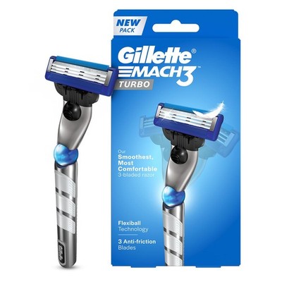 Gillette Mach 3 Turbo Razor for Men | Comfortable Shave | 3D Flexi Head