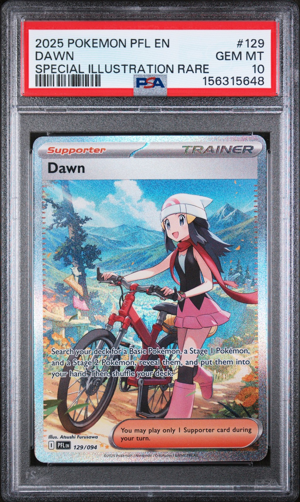 2025 POKEMON PFL EN-PHANTASMAL FLAMES SPECIAL ILLUSTRATION RARE #129 DAWN PSA 10