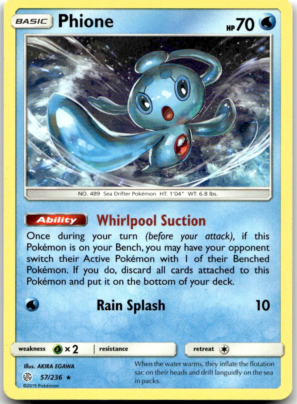 Pokemon Phione Cosmic Eclipse SM12 #57/236 Rare MP FILL YOUR SET!