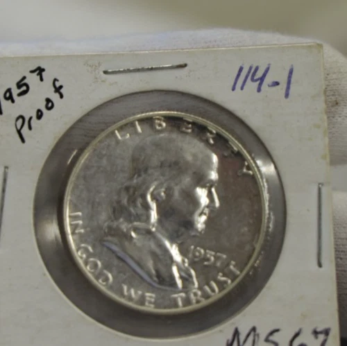 1957 US Franklin Half 50c Proof Silver