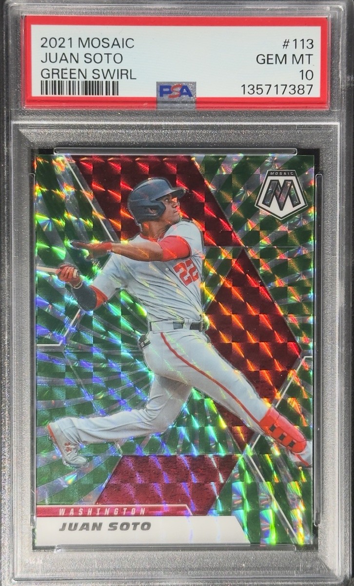 2021 Panini Mosaic - Juan Soto #113 Green Swirl Mosaic Prizm /11