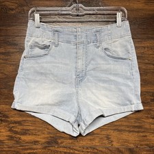Almost Famous Women s Denim Shorts - Light Blue Wash - 3" Inseam Size 7 Juniors