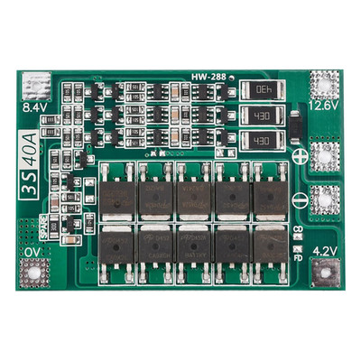 Lithium Battery Protection Board 3S 12V 40A PCB Module with Balanced Charging fo