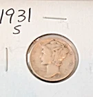 1931-S MERCURY DIME ORIGINAL FINE LOW MINTAGE SEMI KEY FREE SHIPPING