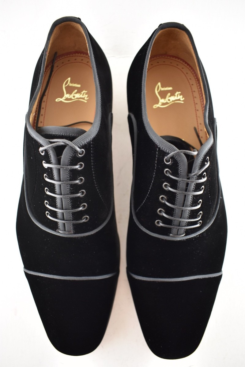 Christian Louboutin Men Greggo Orlato Flat Black Velvet Oxford Dress Loafer 41 8 Christian Louboutin Men Greggo Orlato Flat Black Velvet  main image 3