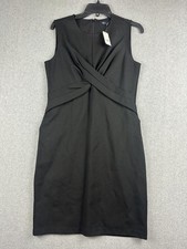 Brooks Brothers Dress Womens 6 Black Sleeveless Sheath Ruched Waist Knee Length