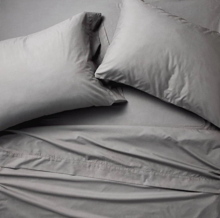 Casaluna Premium Cotton Percale Sheet Set King Size Dark Grey 400 TC - Image 2 of 4