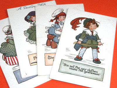 VIER ORIGINAL H.G.C. SUMPF LAMBERT SIGNIERTE KINDERPOSTKARTEN - SPRÜCHE.