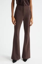 Veronica Beard Tindaya Pintuck Pleat Flare Leg Pants Brown USA