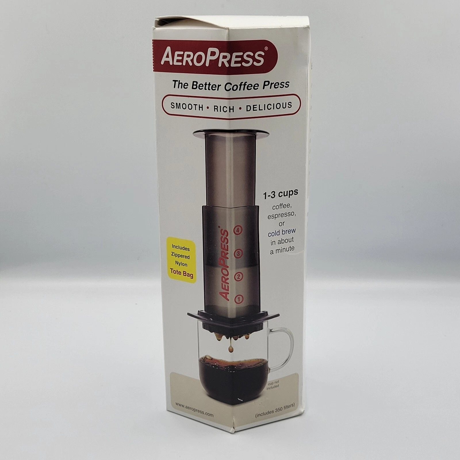 NEW AeroPress Coffee & Espresso Maker French Press Cold Brew Tote Bag & Filters