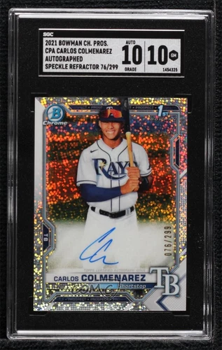 2021 Bowman Chrome Prospect Speckle Refractor Carlos Colmenarez SGC 10 GEM Auto