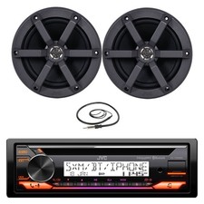 JVC Single DIN Marine Bluetooth CD Receiver, 2x 6.5" 100W Speakers, 22" Antenna