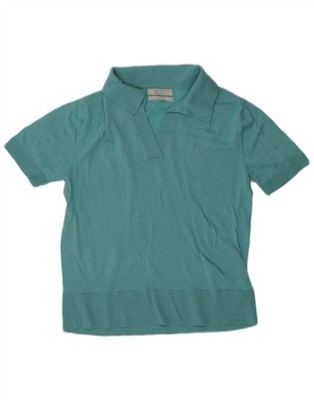 Marks & Spencer Damen Poloshirt UK 12 Mittelblau Merinowolle AH06