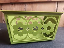 Vintage MCM Harvest Avocado Green Daisy Napkin Holder Basket 1960’s/70’s