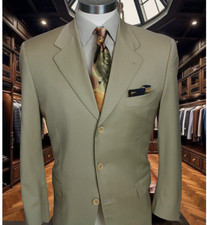 CANALI Italy Men's Luxurious Wool Three Button Blazer Beige Non Vent 40 Regular