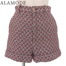 GUCCI Tweed Shorts Bottoms Apparel Horseshoe Button 38 Cotton Nylon Bordeaux Gr