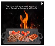 CLEARANCE BIG DISCOUNTS Griddle Pan Non-Stick Cast Iron Grill Griddle Pan Ridged