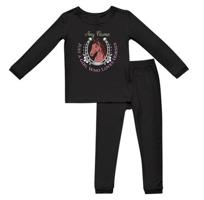Personalisierter Pyjama Just a Girl Who Loves Horses Baby Kleinkind Kinder Schlafanzug