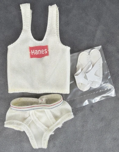 VTG HANES Underwear Set #1931 Tank Top/Briefs/Slippers for Ken/Barbie 1980s