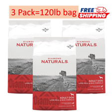 3 Pack Diamond Naturals Adult Dry Dog Food - Lamb & Rice Formula 120 lb bag 0.24 per pound