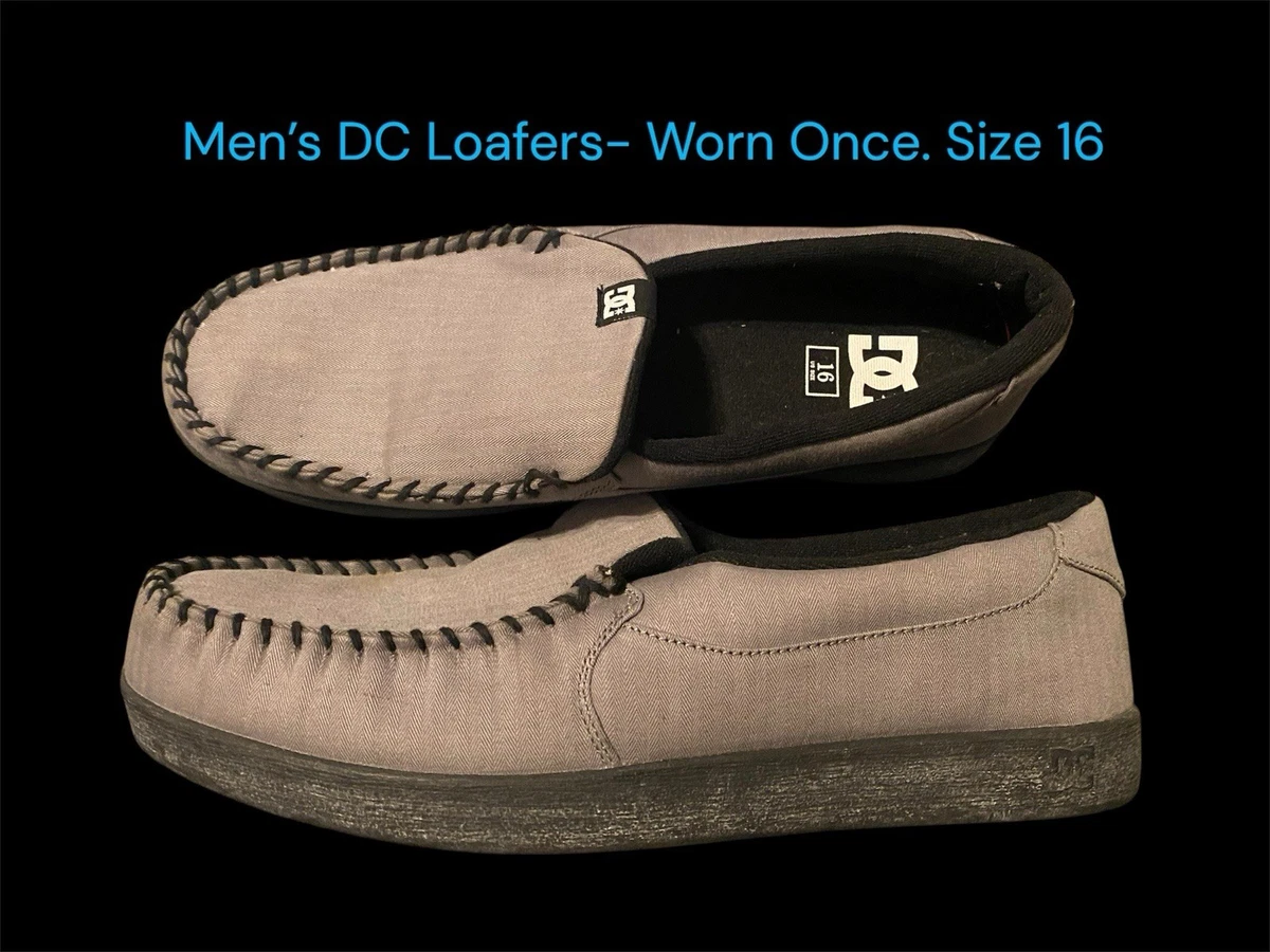 DC Men’s Gray Checker Slip-On Moccasin Loafers DC Shoes Mens Grey Canvas Slip On Loafers Whipstitch Moc Toe  main image 4