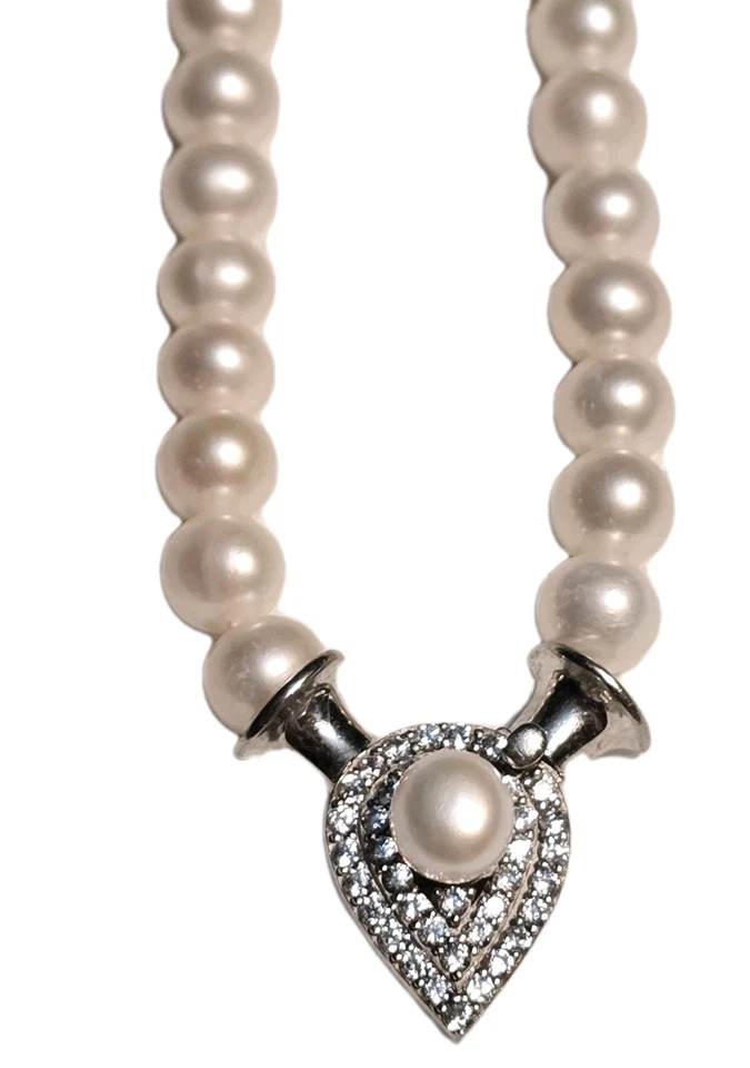 Vogutima 珍珠纯银令人惊叹的锆石 925 项链 — 第 3/4 张图片