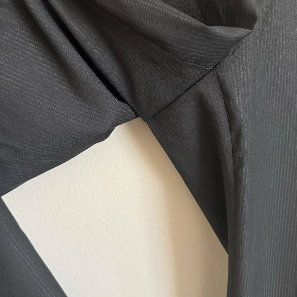 Calça masculina Michael Kors listra preta 34 x 32 plissada vestuário de trabalho bolsos de carreira - Imagem 4 de 4