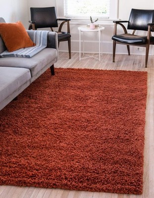 Unique Loom Solid Shag Collection Area Rug 3 3 X 5 3 Rectangle Terracotta