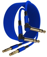 1/4 Inch TRS Instrument Cable 10ft 2-Pack,Right-Angled to Straight 6.35mm Mal...
