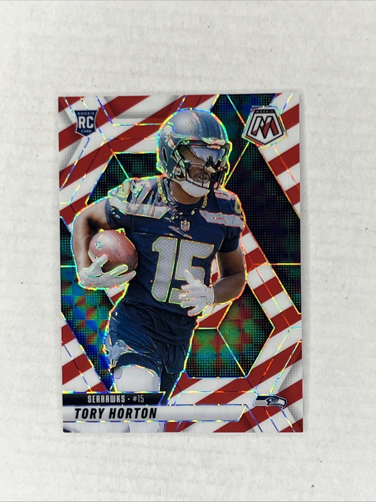 2025 Mosaic - Tory Horton Red & White Stripe Prizm #396 RC Seahawks