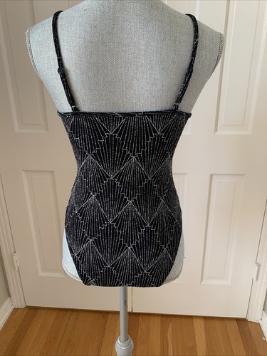 Divided H&M Bodysuit Black Silver Bling Sparkle Spaghetti Strap Tank Top Sm - Picture 3 of 10