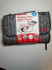 Pronto Portable Changing Station, Diaper Clutch and Changing Pad- Grey Feather