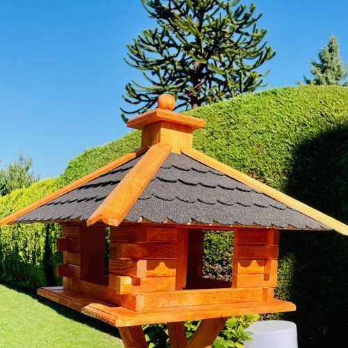 DARLUX Rechteckiges Vogelfutterhaus XL Futterstelle Vogelhaus Rot/ Grün/ Schwarz - Bild 4 von 7