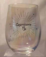 Modern Expressions Iridescent Stemless Wine Glass - Zodiac Symbol Capricorn
