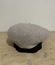 100 Wool Beret Women/Girls Winter Black-Trim French Style Beige Hat Size M New
