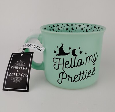 Cobwebs & Cauldrons Halloween 20oz Coffee Tea Soup Mug Witch Hello My Pretties