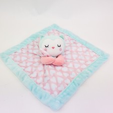 Falls Creek Baby Owl Lovey Security Blanket Plush Soft Pastel Hearts Comfort Toy