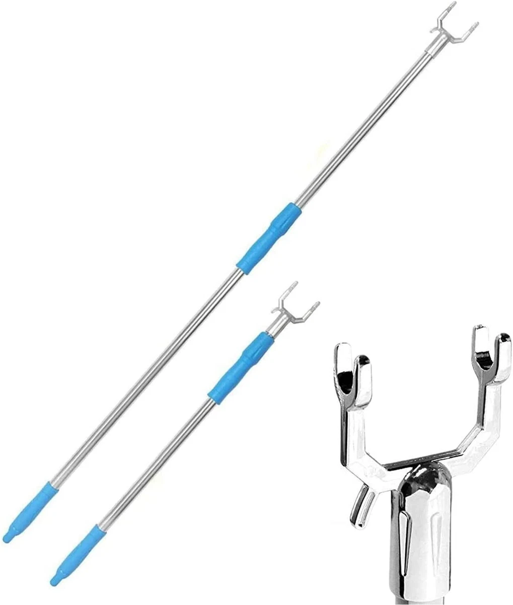 55“ Blue Long Reach Pole W / Hook For Hanging Clothes Shutters