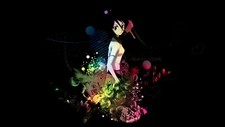 Anime bleach kuchiki rukia paint splatter black Playmat Game Mat Desk
