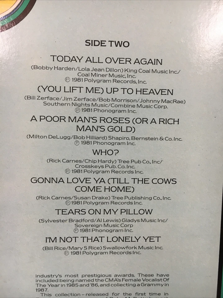 The Very Best Of Reba McEntire LP Album Vinyl Record CST032 Country 70s 80s - Image 4 of 4