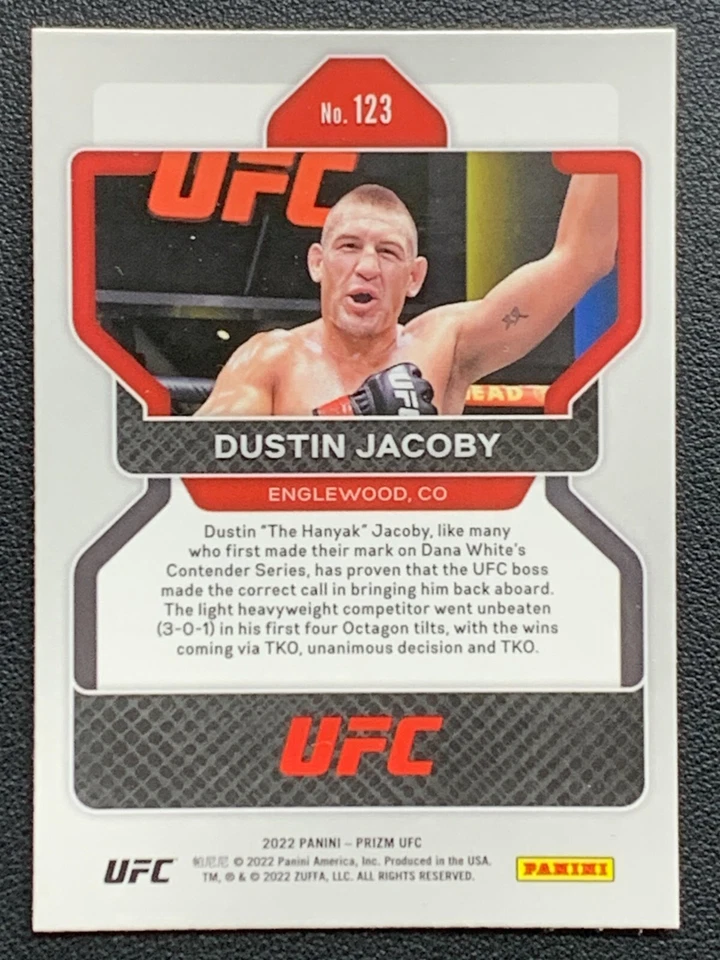 Dustin Jacoby 123 Silver Prizm UFC 2022 Panini - Image 2 of 4