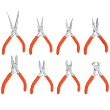 8 Pack Mini Jewelry Pliers Tools Kit Wire Cutter Chain Round Bent Long Nose