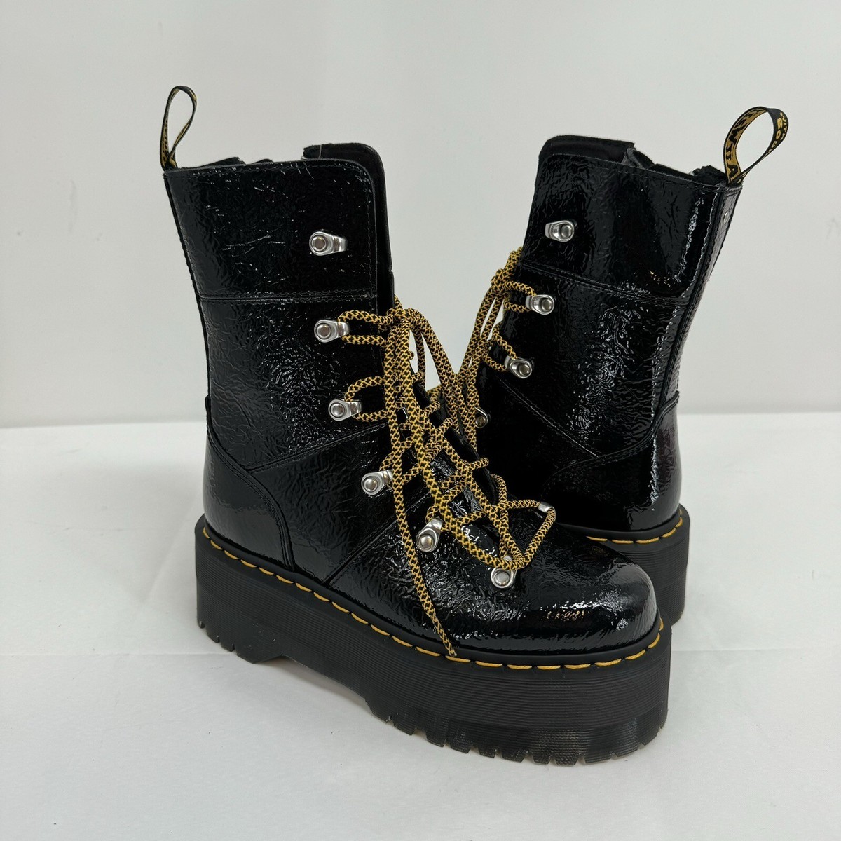 Dr. Martens Ghilana Max ブラック 4 UK Ghilana Max Distressed Patent Leather Platform Boots in