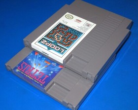 Lot of 2 Nintendo NES Puzzle Video Game Cartridges Tetris + Loopz (Tested)