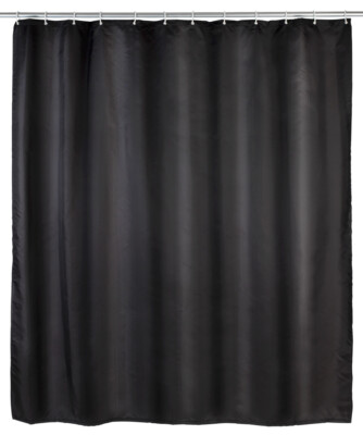 WENKO Dusch Vorhang Anti-Schimmel Badewannen inkl. Ringe 180x200 cm Uni Black